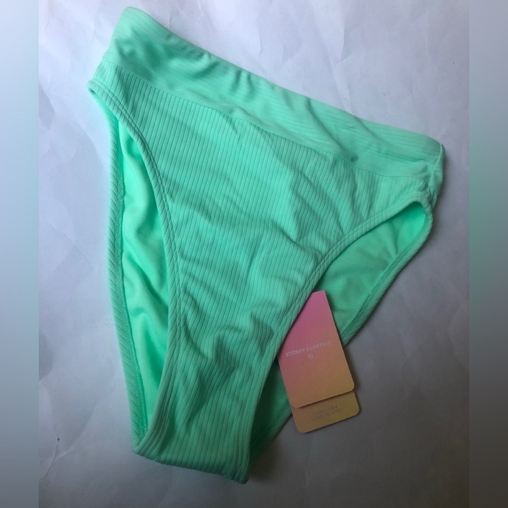 stoney clover ribbed high waist bikini bottom small